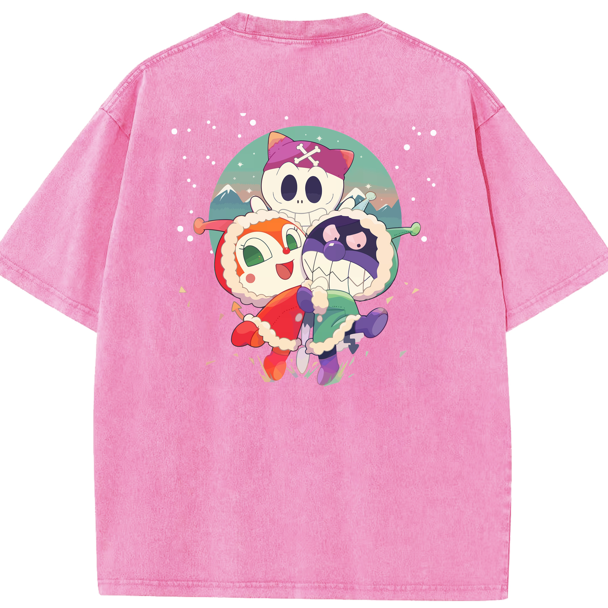 （画像用） アンパンマン Anpanman 綿100% ヴィンテージ風 半袖Tシャツ（背面プリント）